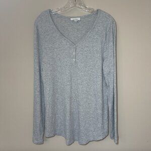 Haven well within lounge henley long sleeve top soft gray cozy casual large
